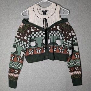 Thorn & Fable Frog and Butterfly Twofer Cardigan Whimscal Academia Small Fairy